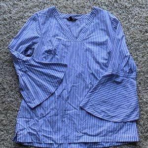 Banana Republic Blue and White Bell Sleeve Top